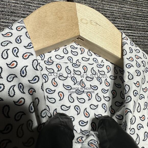 Age Of Wisdom Shirt Men's Small White Paisley Short Sleeve Button Up Modal - Picture 3 of 13